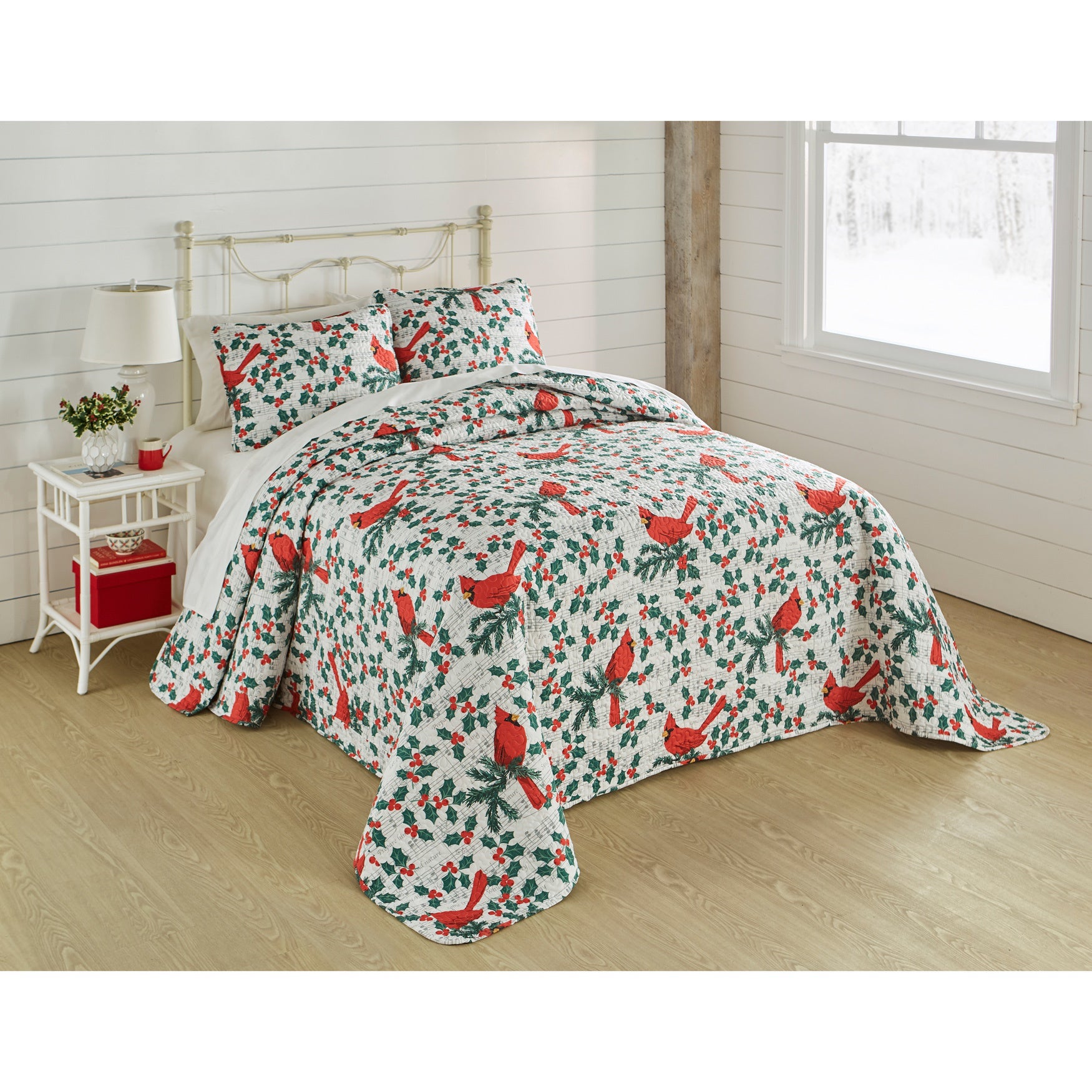 3-Pc. Microfleece Christmas Bedspread Set image number 0
