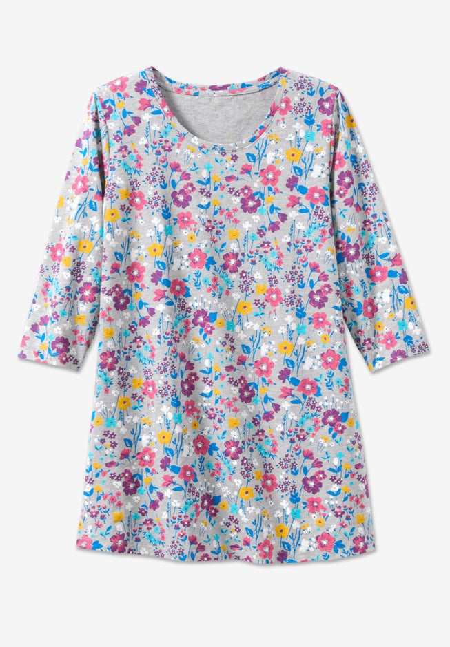 Perfect Printed Three-Quarter-Sleeve Scoopneck Tunic image number 4