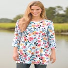 Perfect Printed Three-Quarter-Sleeve Scoopneck Tunic image number null