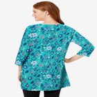 Perfect Printed Three-Quarter-Sleeve Scoopneck Tunic image number null