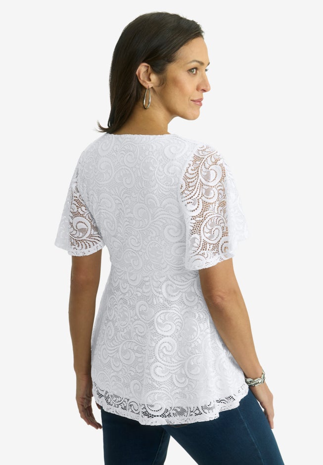 Square Neck Lace Peplum Tunic image number 1