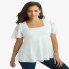 Square Neck Lace Peplum Tunic image number null