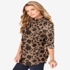 Plus Size Kate Long Sleeve Easy Cotton-Blend Button-Front Shirt image number null