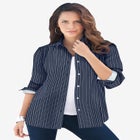 Plus Size Kate Long Sleeve Easy Cotton-Blend Button-Front Shirt image number null