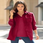 Faux Suede Button-Front Shirt image number null