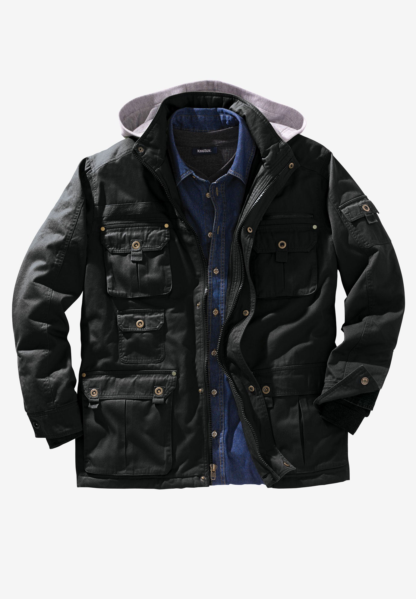 9 Pocket Twill Utility Jacket with Removable Hood image number 0