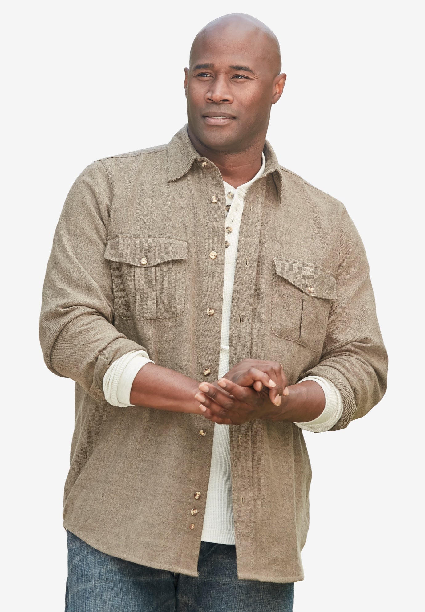 Signature Solid Flannel Shirt image number 3