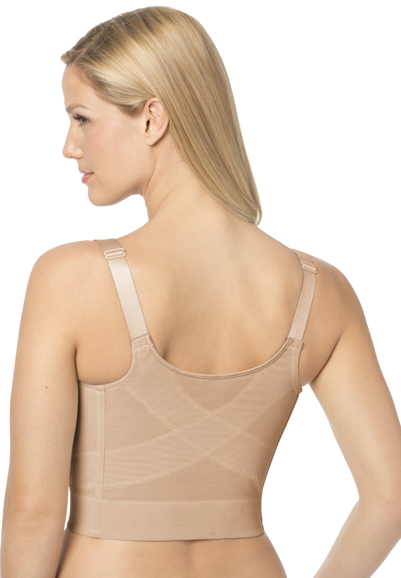 Jacquard Front-Close Wireless Longline Posture Bra image number 1