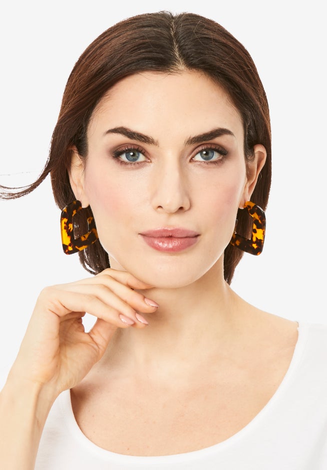 Tortoiseshell Hoop Earrings image number 1