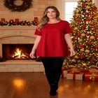 Plus Size Cotton Ultimate Swing Tee with Keyhole Back image number null