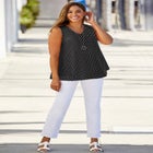 Stretch Cotton V-Neck Trapeze Tank image number null