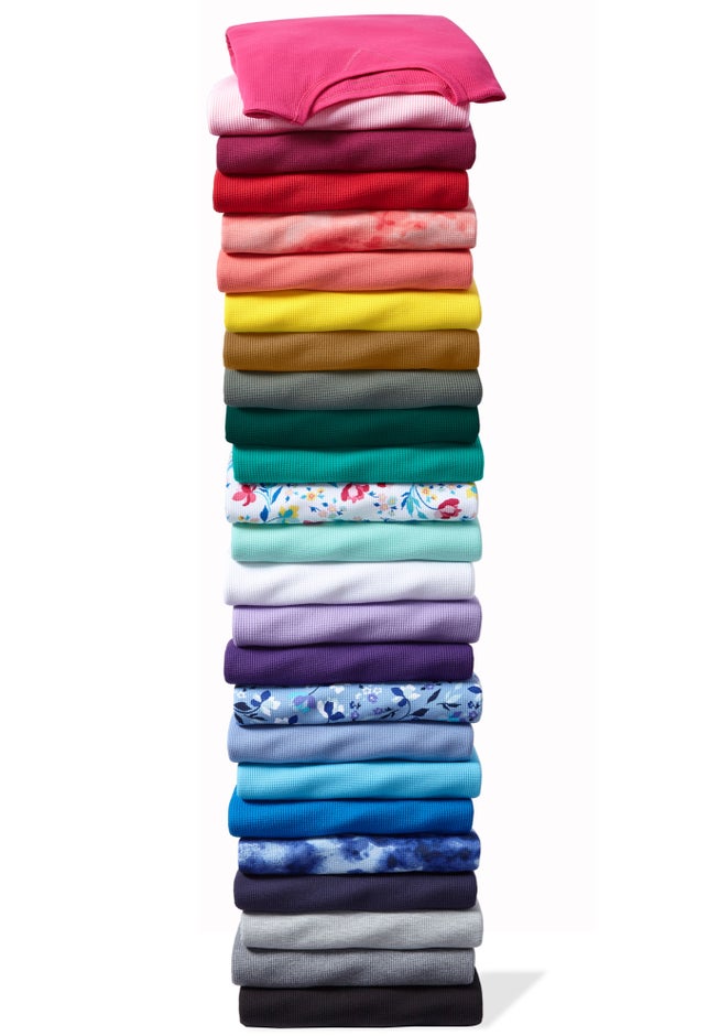 Long-Sleeve Crewneck Soft Waffle Knit Thermal Shirt image number 3