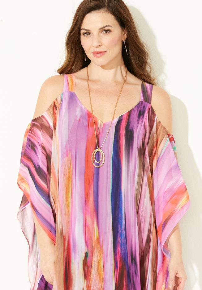 Open-Shoulder Chiffon Dress image number 3