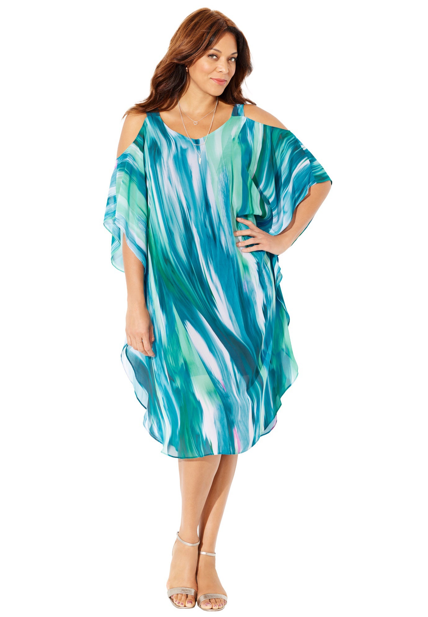 Open-Shoulder Chiffon Dress image number 0