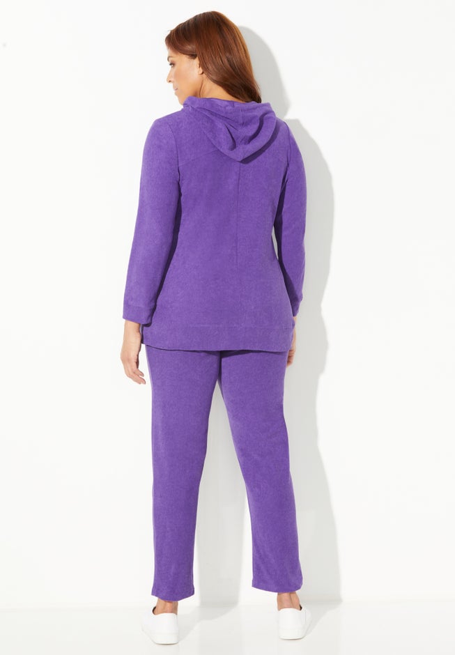 French Terry Zip-Front Hooded Jacket image number 1