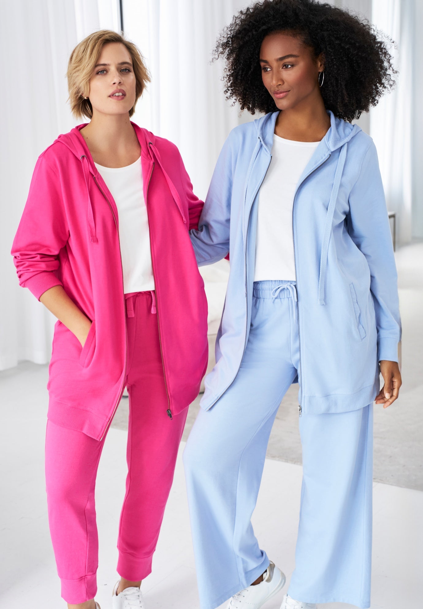 French Terry Long Zip Front Hoodie image number 4