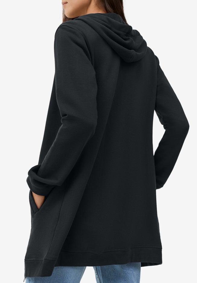 Ellos Studio French Terry Long Sleeve Zip-Front Tunic Hoodie image number 2