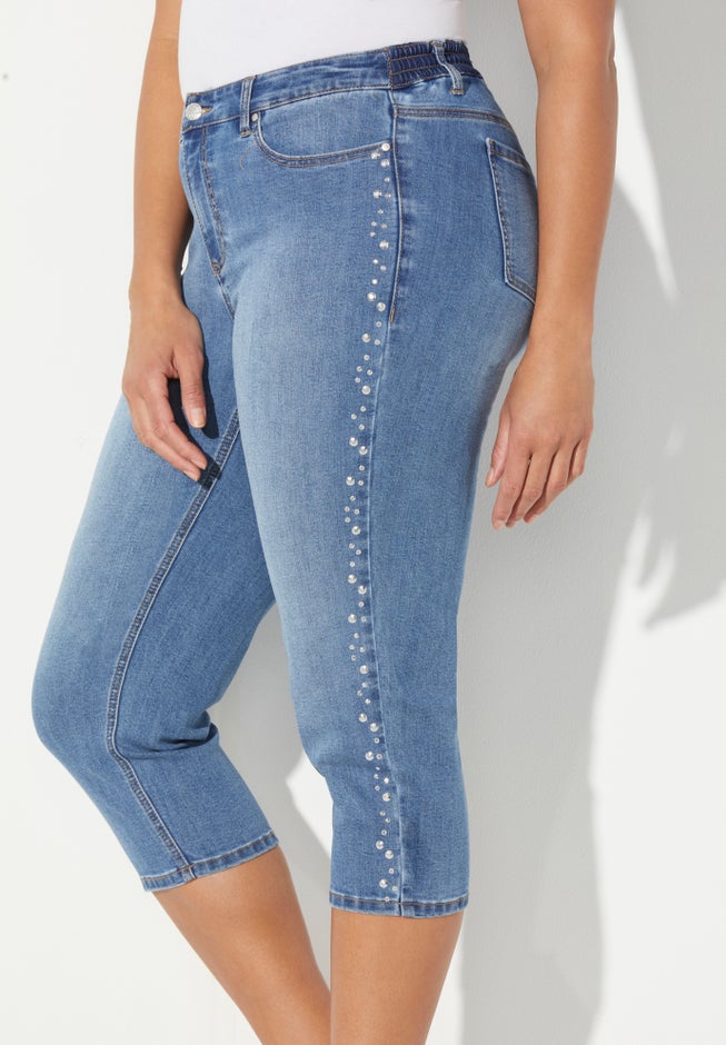 Sparkle Trim Jean Capri image number 3