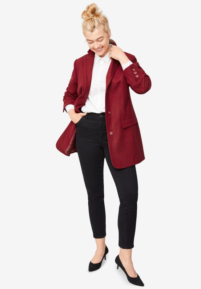 Long Wool Blend Blazer image number null