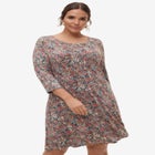 Stretch Knit Scoop Neck 3/4 Sleeve A Line Dress image number null