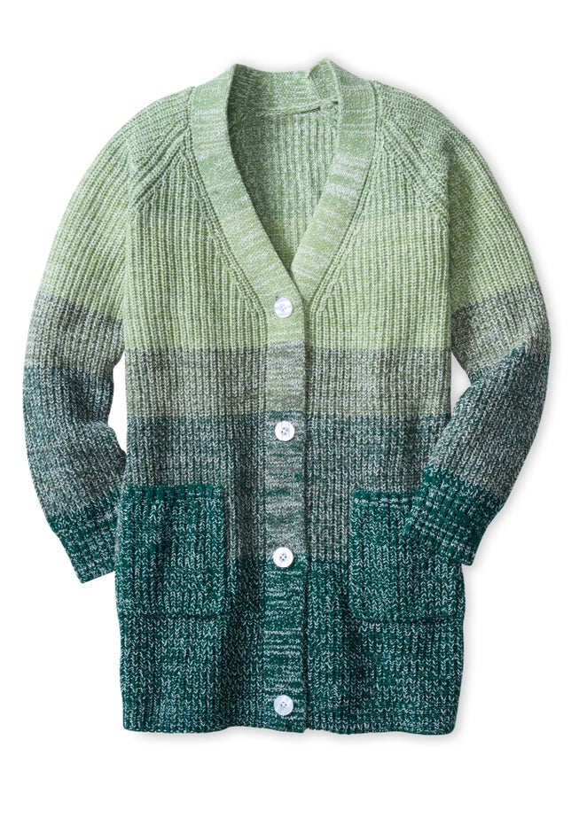 Ombre Shaker Cardigan Sweater image number 1