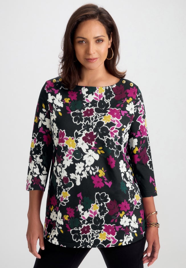 Stretch Cotton Boatneck Tunic image number 8