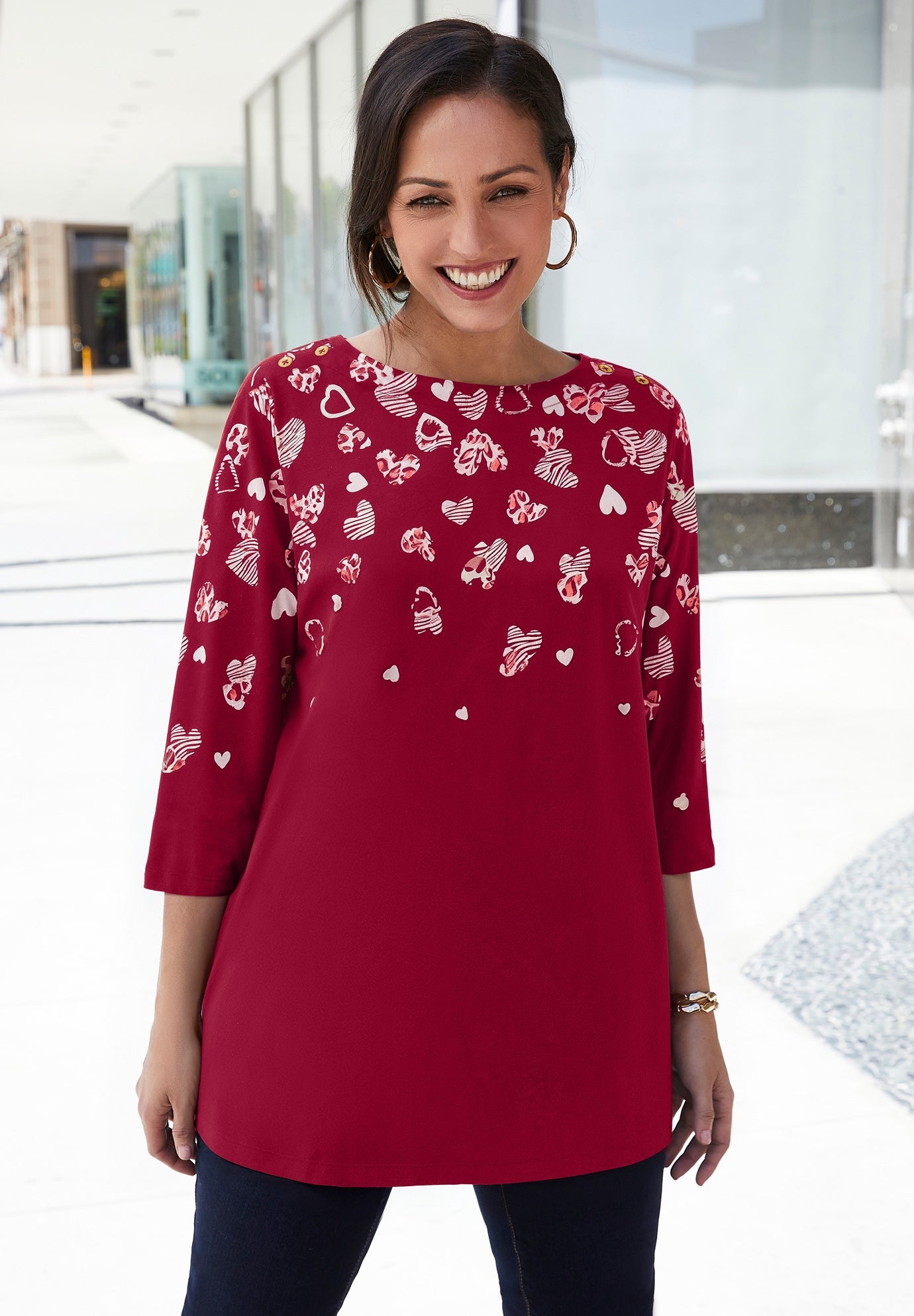 Stretch Cotton Boatneck Tunic image number 5