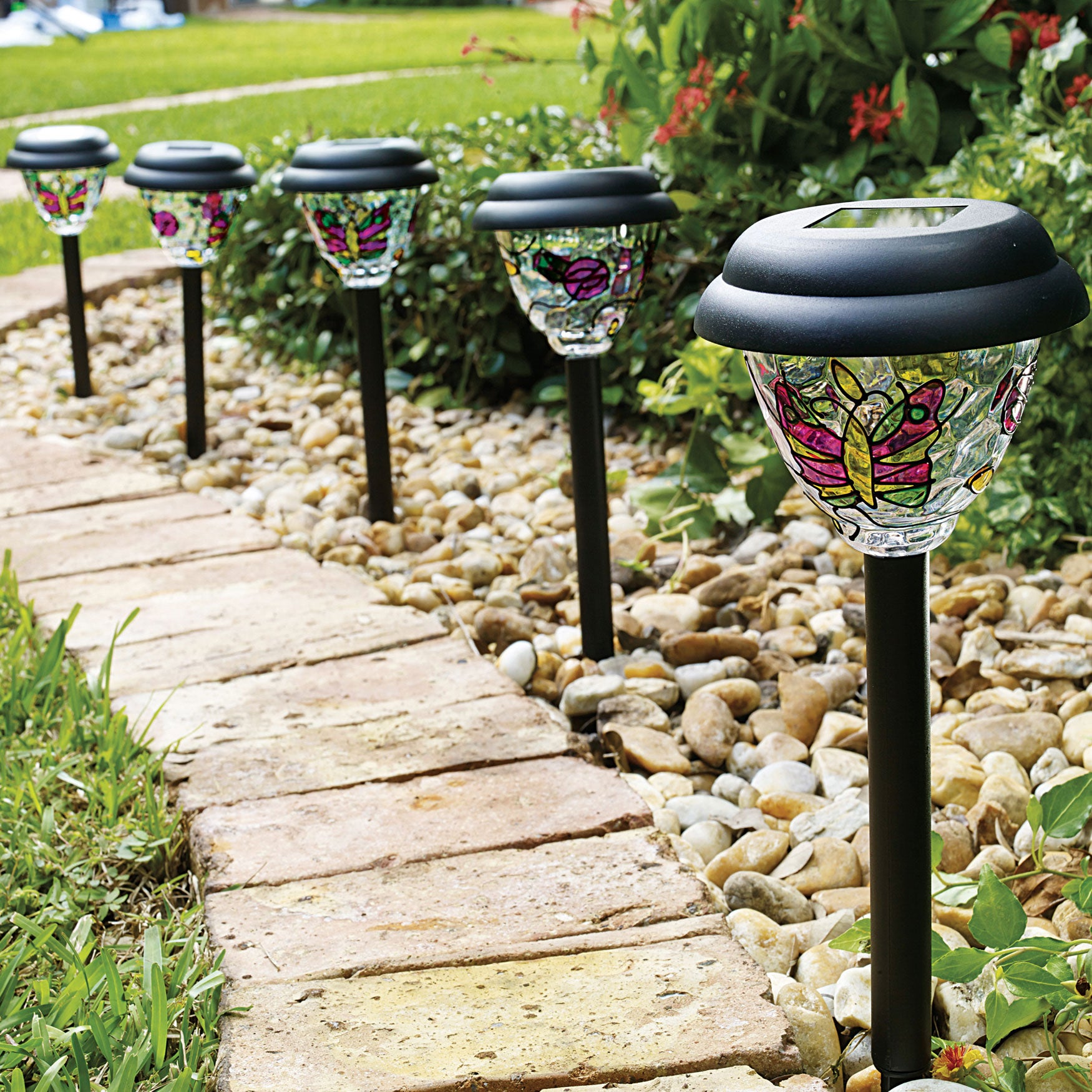 Tiffany Style Solar Stake Lights, Set of 5 image number 0