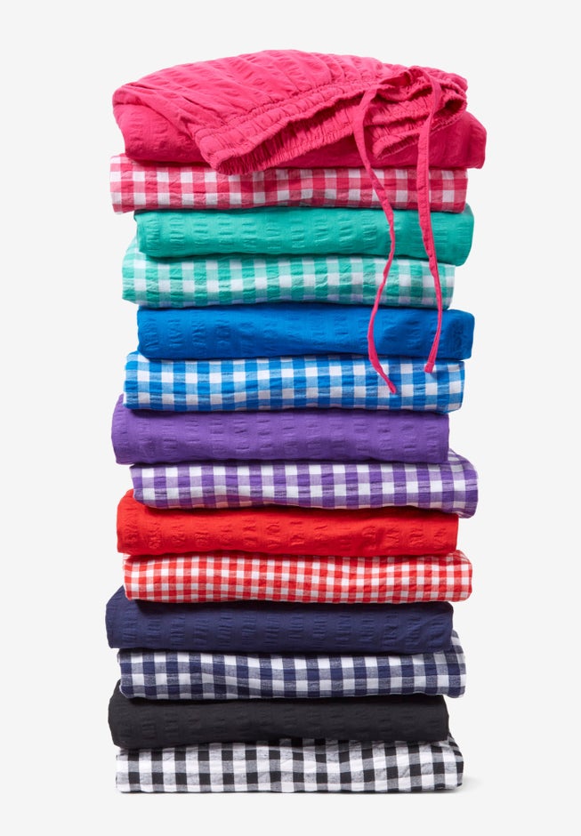 Seersucker Pull-on Elastic-Waist Pants image number 1