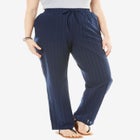Seersucker Pull-on Elastic-Waist Pants image number null
