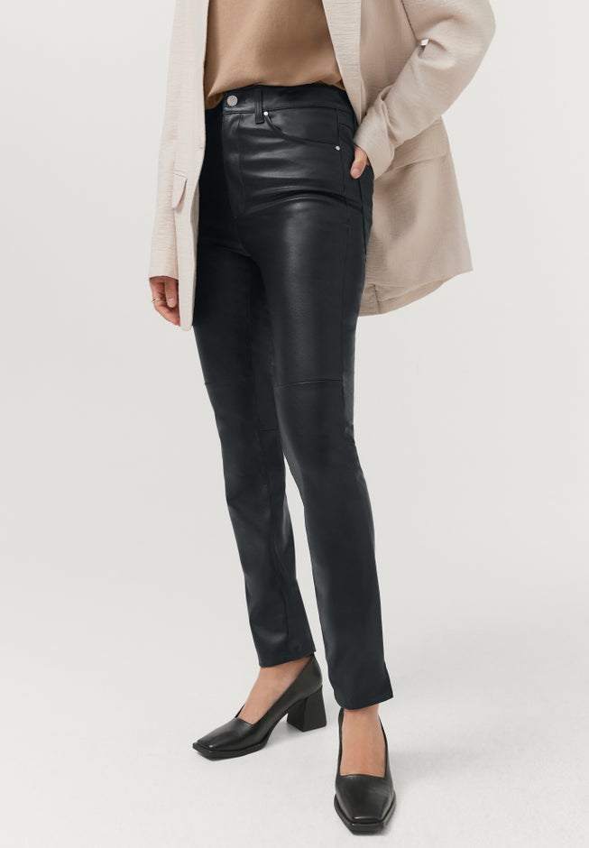 5-Pocket Faux Leather Pants image number 3