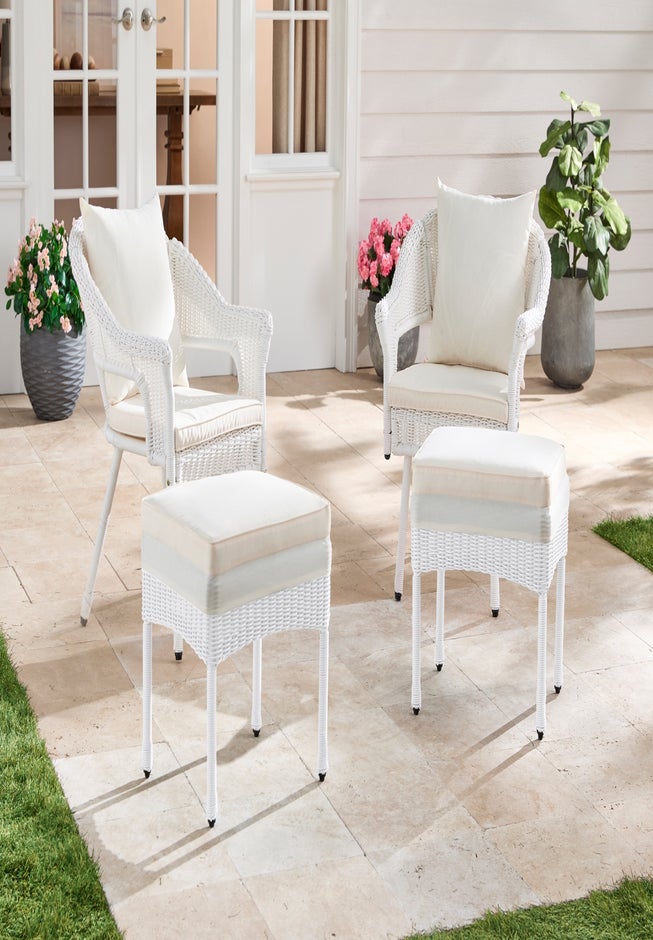 Roma Hand-Woven Resin Wicker Stacking Chair with Toss Pillow & Seat Cushion image number 2