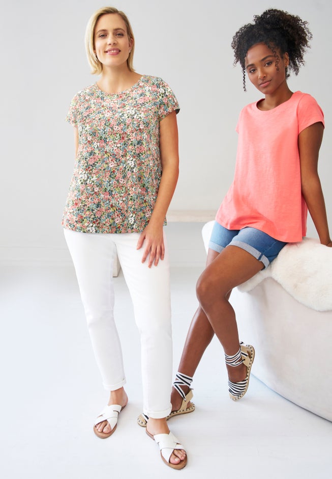 Cotton Jersey Slub Cap Sleeve Trapeze Tee image number 3