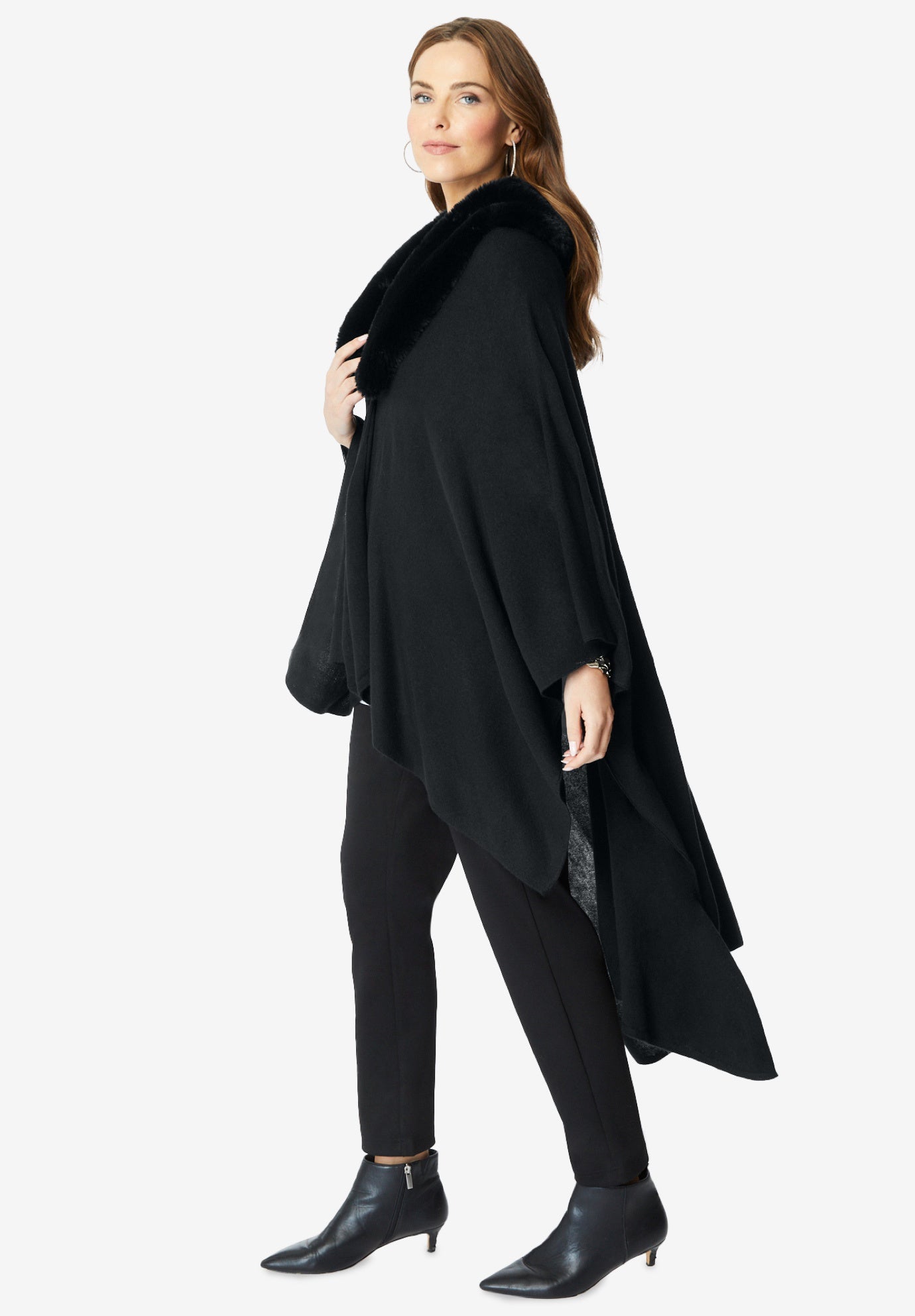 Faux Fur-Trimmed Shawl image number 2