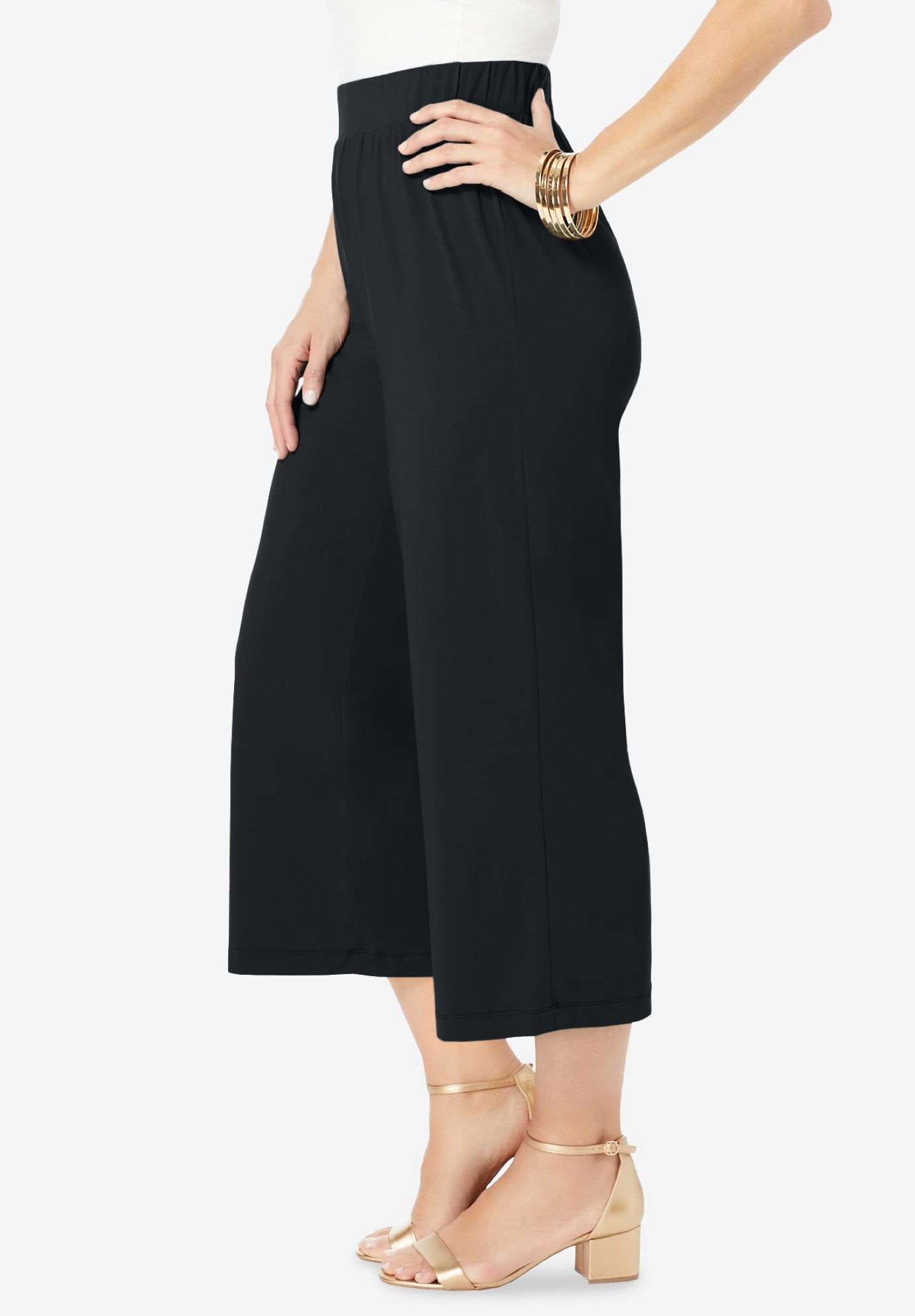 Stretch Knit Wide Leg Crop Pant image number 1