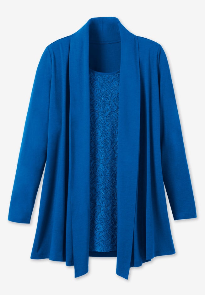 2-Fer Cardigan & Attached Lace Tunic image number 8