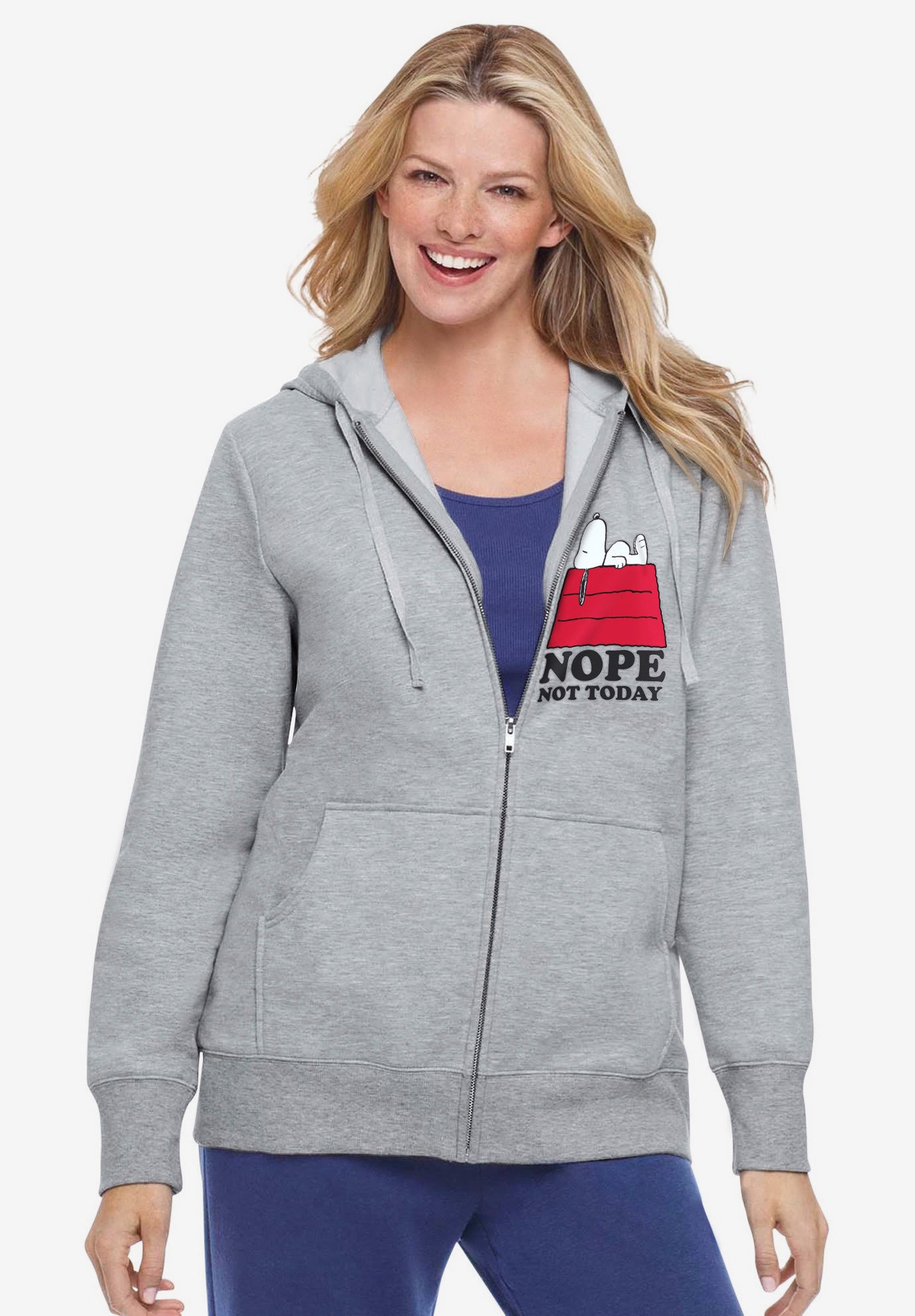 Peanuts Women's Zip Up Fleece Hoodie Snoopy on House image number 0