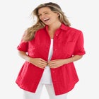 Short-Sleeve Button-Down Cotton Seersucker Shirt image number null