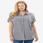 Short-Sleeve Button-Down Cotton Seersucker Shirt image number null