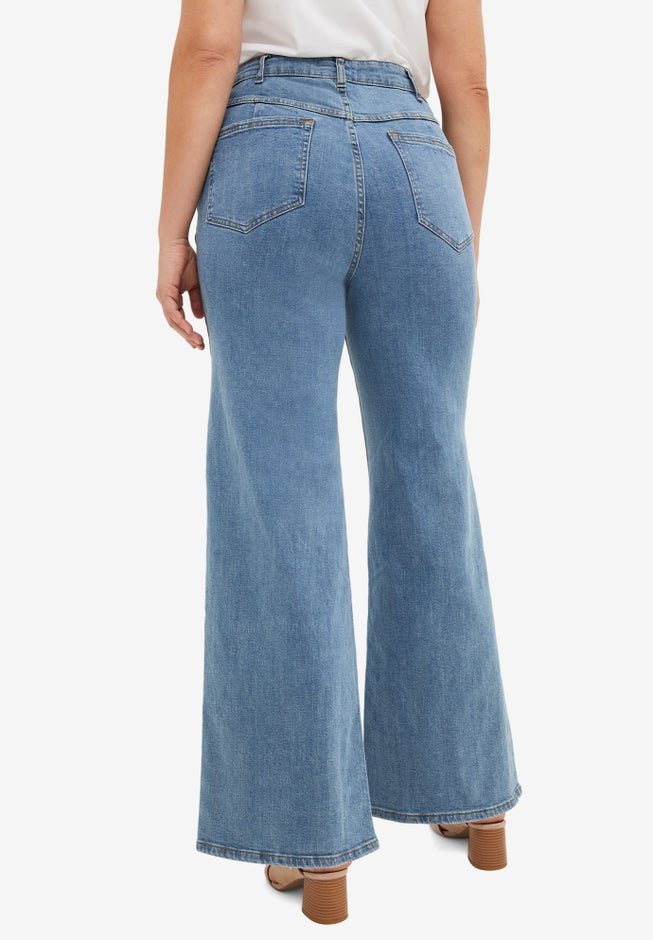 High-Waist 5-Pocket Wide-Leg Stretch Jeans image number 1