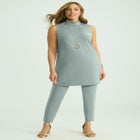 2-Piece Stretch Knit Mockneck Mega Tunic Set image number null