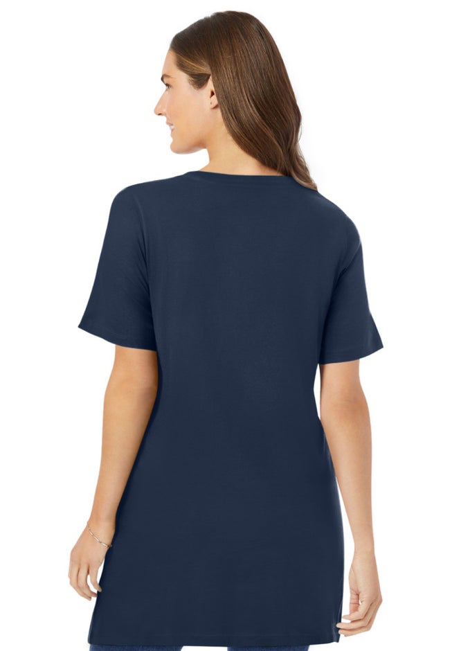 Perfect Short-Sleeve V-Neck Tunic image number 1