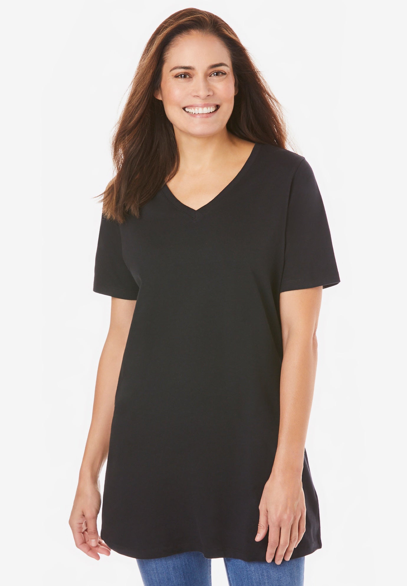 Perfect Short-Sleeve V-Neck Tunic image number 0