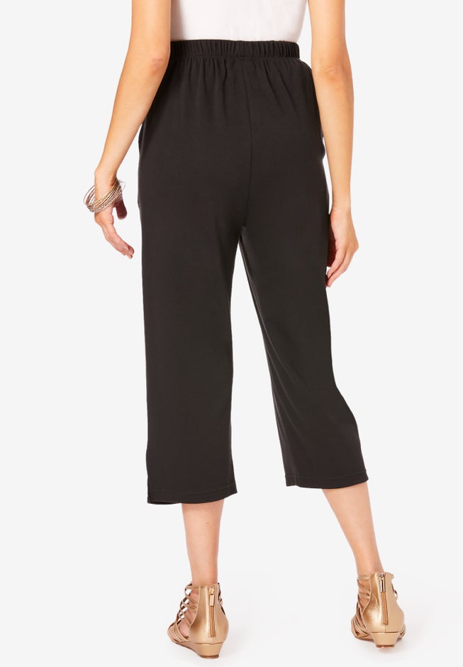 Plus Size Soft Knit Relaxed Pull-On Capri Pant image number 2