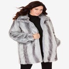 Plus Size Mid-Length Hooded Faux Fur Coat image number null