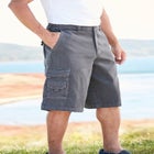 12" Side Elastic Denim Cargo Shorts image number null