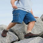 12" Side Elastic Denim Cargo Shorts image number null