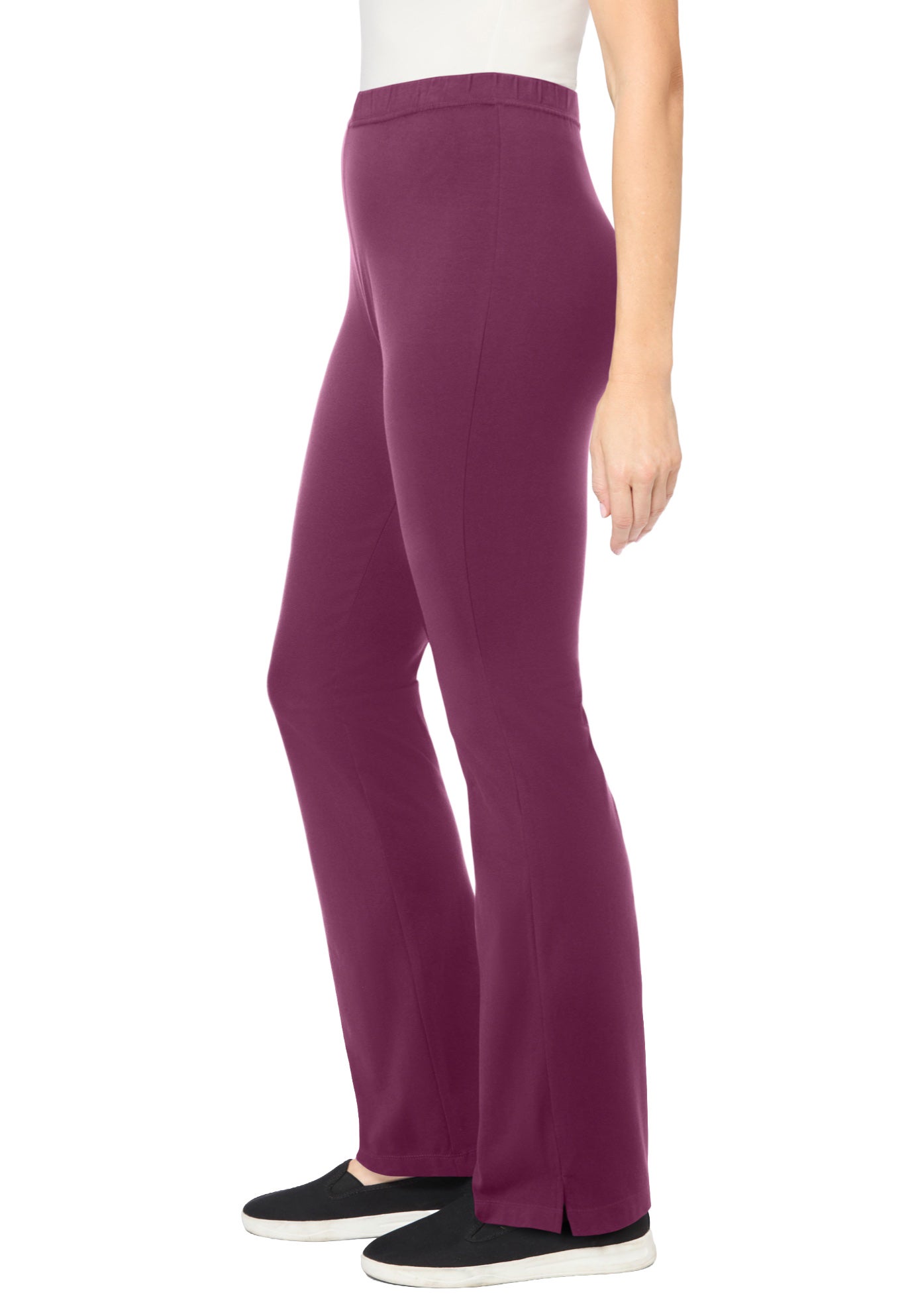 Stretch-Cotton Knit Pull-On Bootcut Leggings image number 1