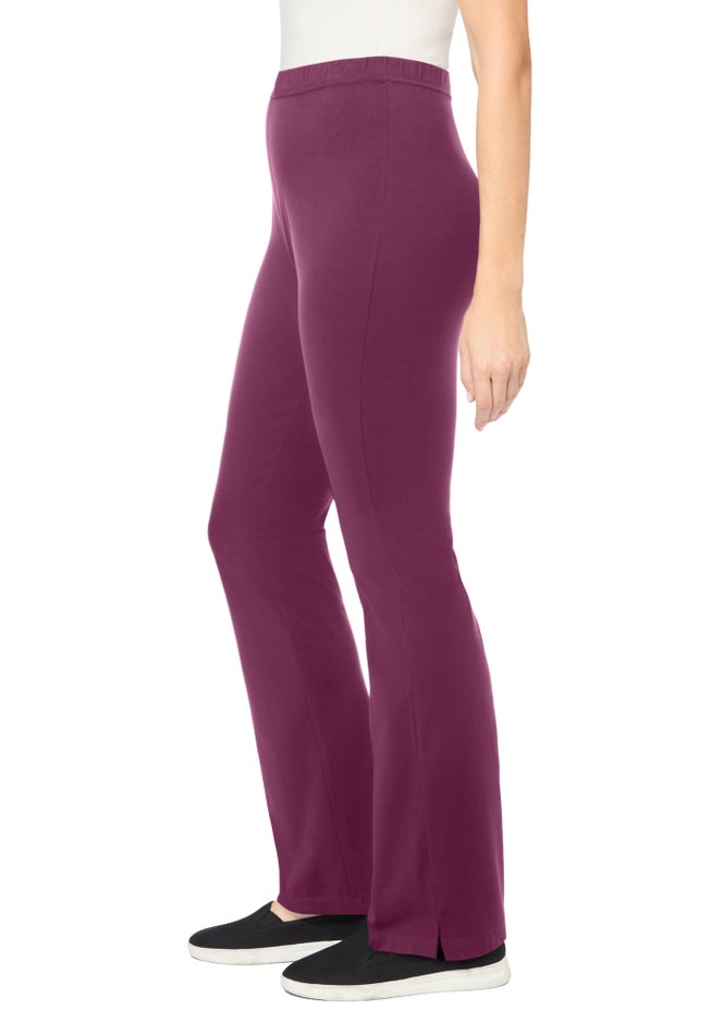 Stretch-Cotton Knit Pull-On Bootcut Leggings image number 1