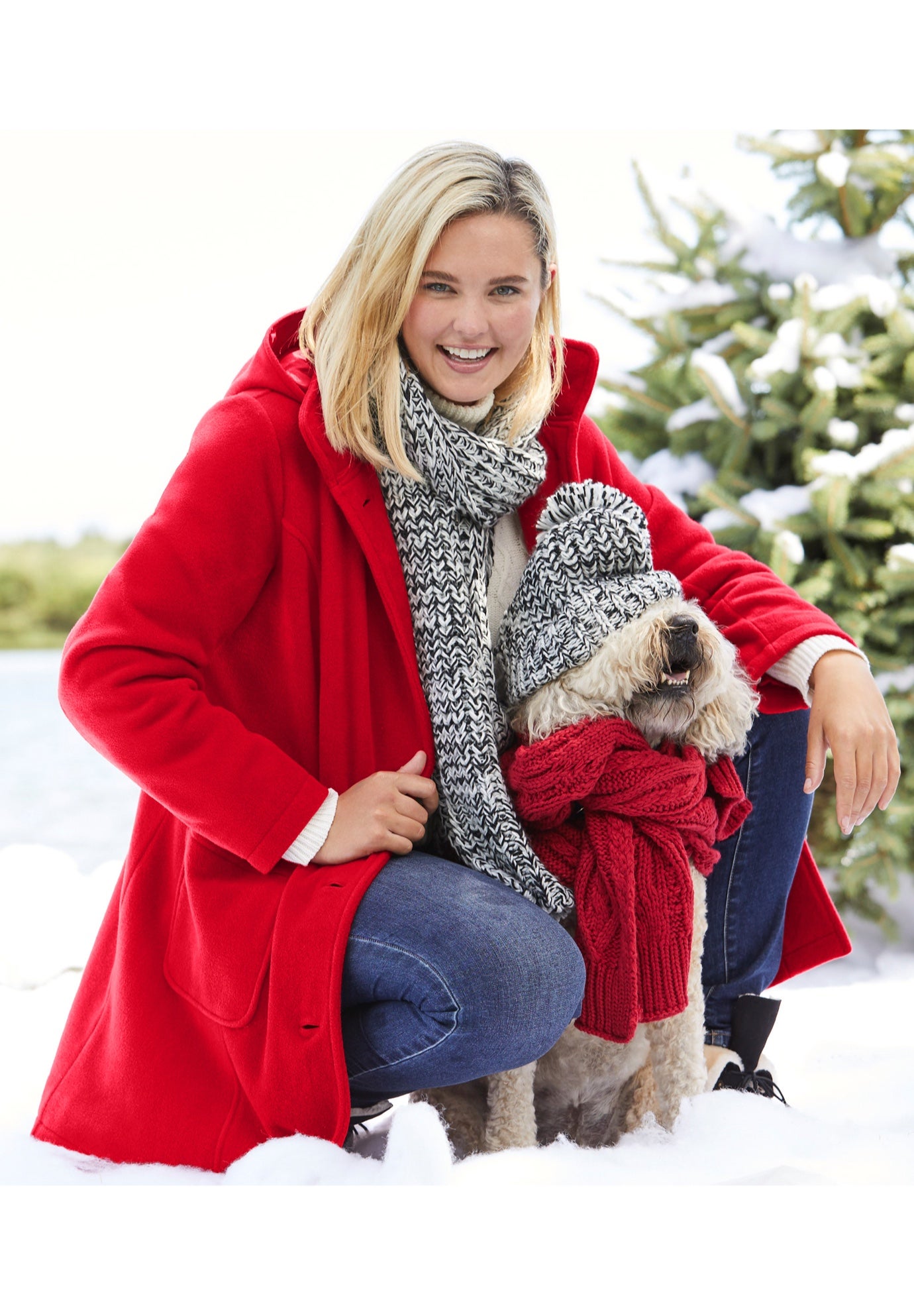 Hooded A-Line Fleece Coat image number 5